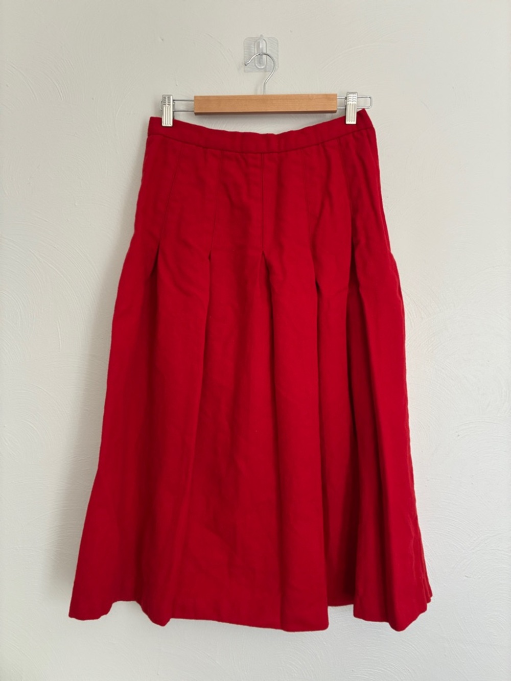 Vintage Carroll Reed Red Wool Skirt with pleats